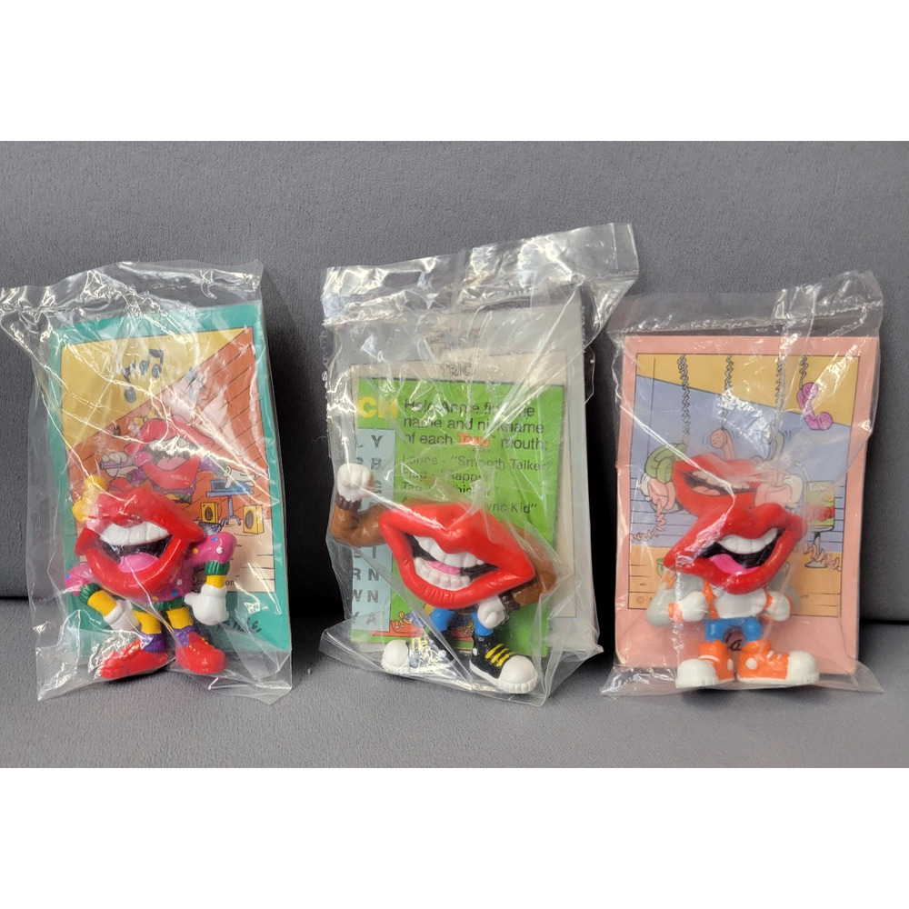 Tang‎ Trio 1989 Drink Mouth Lips PVC Figure Trading Card Hardees Toys Set of 3